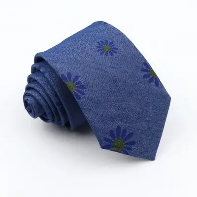 Image de Cravate Homme Denim Imprimé Floral - Style Décontracté & Élégant