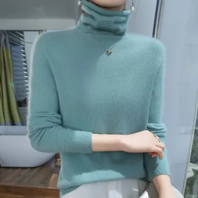 Image de Pull Cachemire Vison Col Haut Femme - Grande Taille
