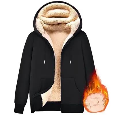 Image de Cardigan à Capuche Doublé Peluche - Chaud & Confortable