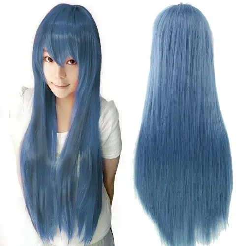Image de Perruque Cosplay 80cm Lisse - Blanc, Violet, Vert, Argent, Rose