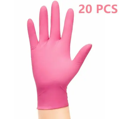 Image de Gants Nitrile Rose Jetables - Protection Hygiénique & Pratique