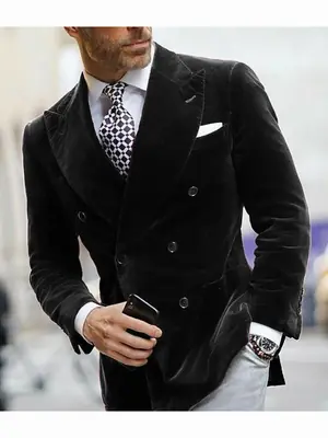 Image de Blazer Velours Homme - Style Italien Élégant