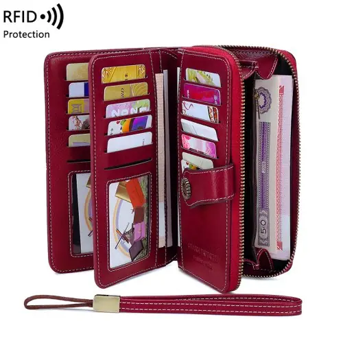 Image de Portefeuille Femme RFID Long Multicartes avec Dragonne