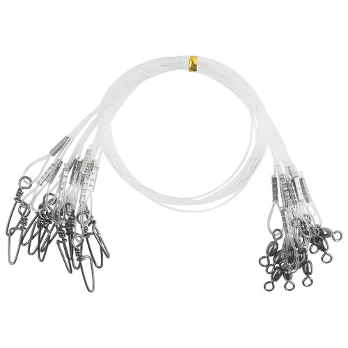 Image of 24-Piece Fluorocarbon Fishing Line Leader Set with 20lb and 50lb Wire Leaders, Swivels, and Snap Connectors for Saltwater Fishing Rigs