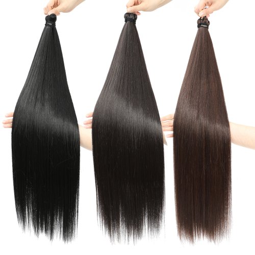 Bild von Ombre-Braun-Blond Häkelgeflecht – 3 Stück, 300g Synthetische Haarverlängerungen