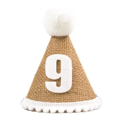 Image de Chapeau d'Anniversaire Bébé en Toile de Jute