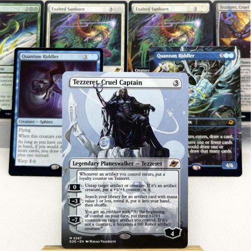 Afbeelding van Magische TCG Proxy Kaarten - Tezzeret, Wrede Kapitein, Quantum Riddler & Ouroboroid - Holo15 I01 Collectie voor Kaartspel Enthusiasten
