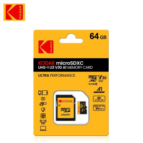 Image de Carte Mémoire Micro SD Kodak 32Go à 256Go UHS-I U3 4K