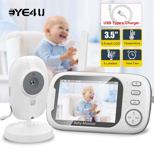 Bild von Intelligente 3,5-Zoll-Video-Babyphone mit Nachtsicht, 2,4 GHz WLAN, 2-Wege-Audio, Temperaturüberwachung und Sicherheitskamera für Mutter und Kind