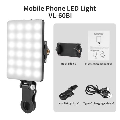 Imagen de Luz LED de relleno de bolsillo RGB, Mini luz de vídeo recargable con Clip para teléfono, iPad, portá...