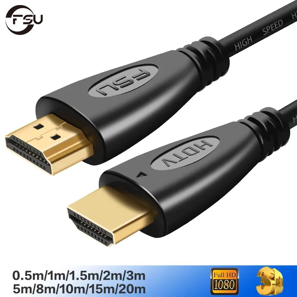 Afbeelding van HDMI-kabel verguld 4K 1080p 3D compatibel met HDTV, splitter en switcher – beschikbaar in lengtes van 0,5m tot 10m