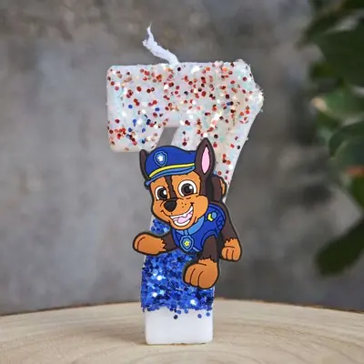 Image de Bougie Paw Patrol - Décoration Gâteau Anniversaire Enfants