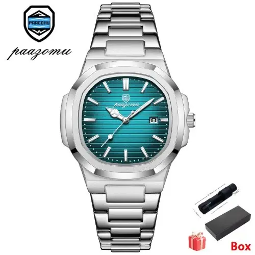 Image de Montre Homme Étanche 50 ATM - Acier Inoxydable Quartz Carré