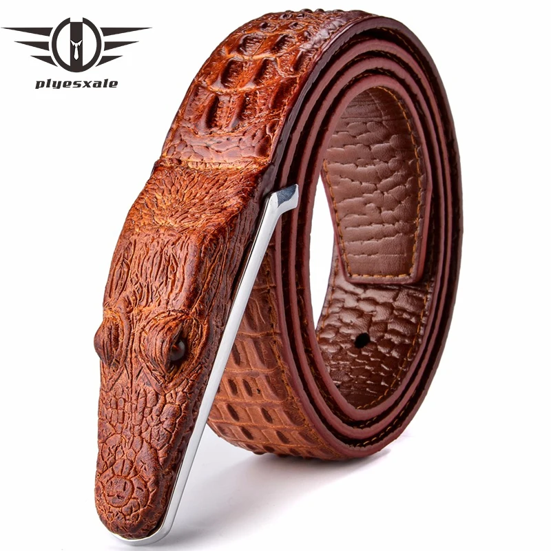 Image of Plyesxale Brand Mens Belts Luxury Leather Designer Belt Men High Quality Ceinture Homme Crocodile Cinturones Hombre 2025 B2