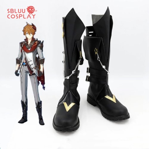 Afbeelding van Genshin Impact Tartaglia Cosplay Schoenen Halloween Party Fancy Laarzen Custom Made