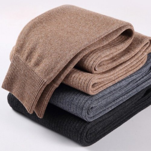 Immagine di Pantaloni Termici da Uomo in Lana di Cashmere 100% Caldo Invernale, Modello Slim Fit con Fondo Lavorato a Maglia, Ideali per Leggings da Donna e Abbigliamento Termico di Alta Qualità