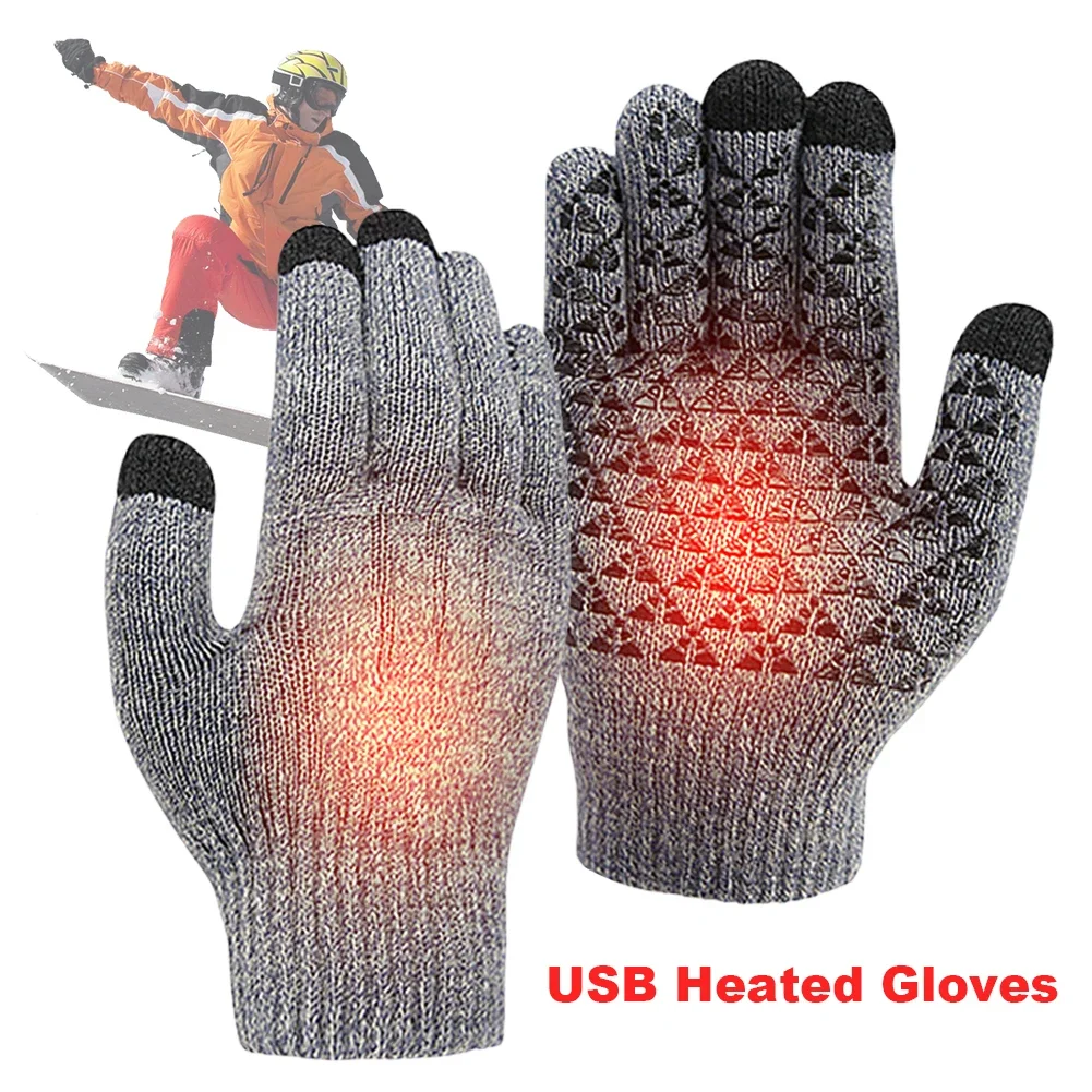 Immagine di Guanti da bicicletta per moto Guanti riscaldanti USB Touch Screen Guanti da snowboard invernali per zaino in spalla Alpinismo Equitazione Campeggio