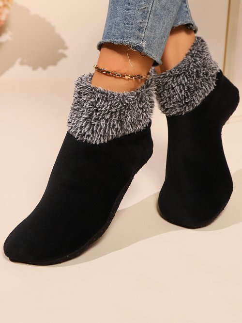 Bild von Warm und bequeme hochwertige Damen-Hausschuhsöckchen mit Anti-Rutsch-Sohlen – Verdickte, gepolsterte Winter-Socken für zu Hause und Teppichböden