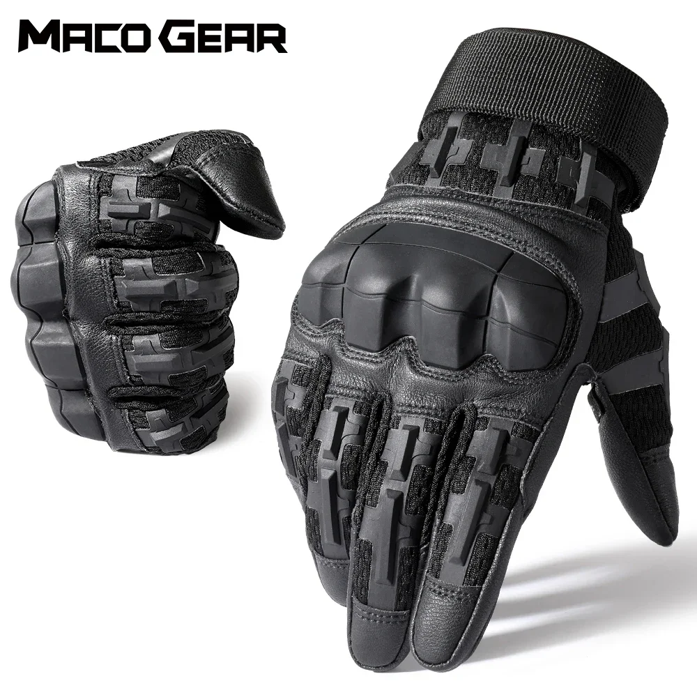 Image of Premium Tactical Gloves with Touch Screen Compatibility – Durable Hard Shell Design for Outdoor Hunting, Airsoft, Combat Shooting, Hiking, Cycling, and Sports – PU Leather Anti-Skid Grip Gear