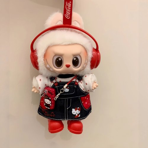 Zdjęcie Spódniczka na pasku dla lalek Labubu Trendy Sanrio Hello Kitty 17cm, przebranie dla lalek, pluszowe akcesoria do lalek, dekoracja, prezent dla dziewczynki