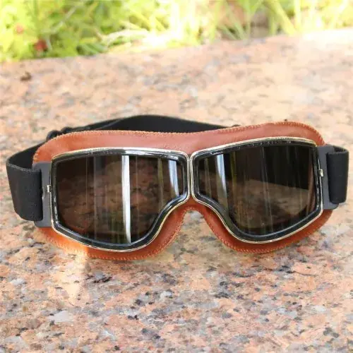 Image de Lunettes Vintage Moto en Cuir - Style Cruiser & Protection UV