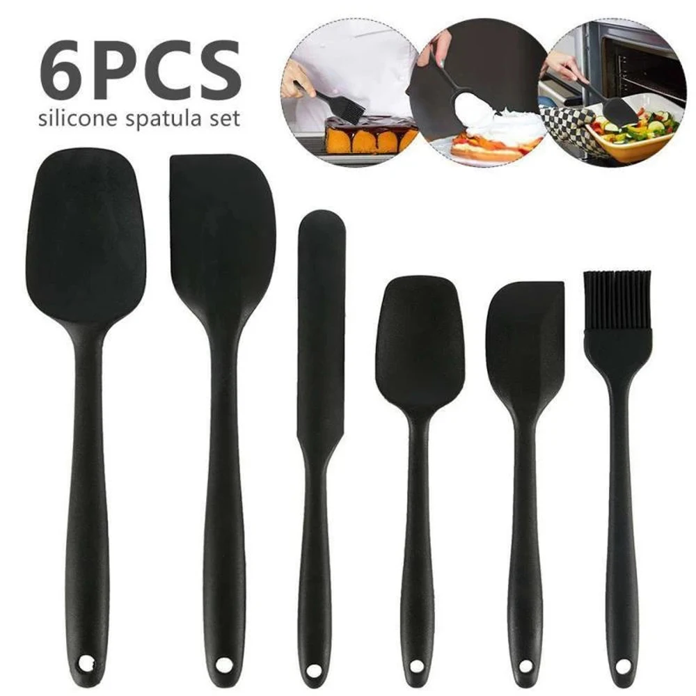 Imagen de Juego de 6 Espátulas de Silicona Antiadherentes, Resistentes al Calor y de Calidad Alimentaria para Cocinar, Hornear y Mezclar – Herramientas Esenciales para la Cocina