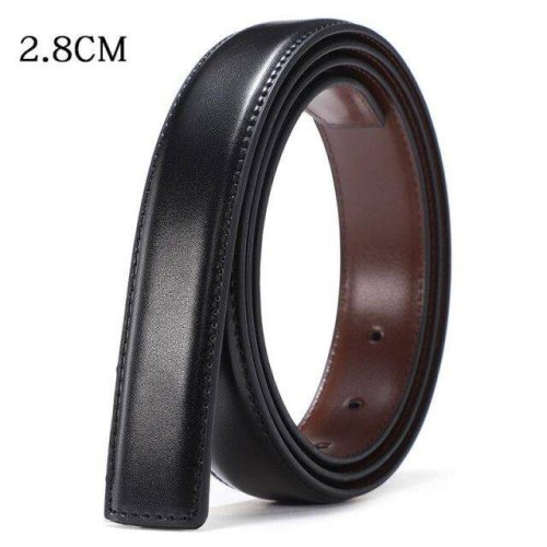 Immagine di 1 pz/2.8 CM/3.3 CM-Cintura per uomo Cintura da lavoro da uomo Cintura reversibile in vera pelle di vacchetta Senza fibbia Fibbia rotante
