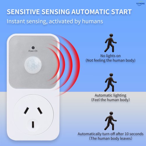 Immagine di Presa Elettrica con Sensore di Movimento PIR - Accensione Automatica per Garage, Esterni e Zone di Sicurezza