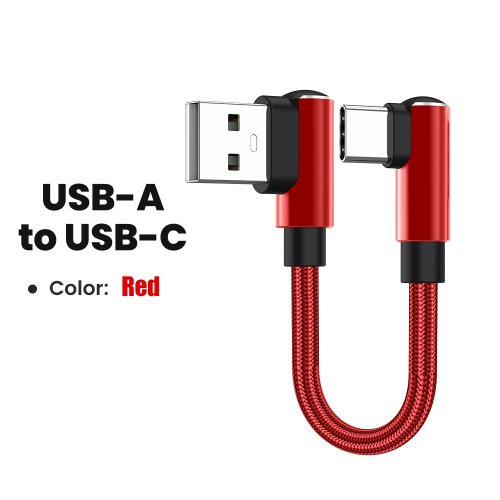 Zdjęcie Krótki Kabel USB-A do USB-C z Kolankiem 90° – Szybkie Ładowanie i Transmisja Danych