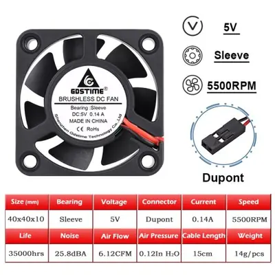 Image de Ventilateur de Refroidissement 40mm USB - Mini Ventilateur Axial pour Imprimante 3D et NAS