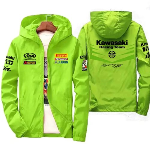 Imagen de Chaqueta de Motocicleta Kawasaki Racing para Hombre, Impermeable, A Prueba de Viento y con Forro de Plumas, Ideal para Viajes en Bicicleta y Rutas Urbanas
