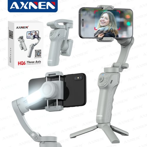 Zdjęcie HQ6 3-osiowy ręczny stabilizator gimbala do telefonu komórkowego, z światłem wypełniającym, śledzeniem twarzy, dla Androida iPhone Nagrywanie wideo z funkcją Anti Shake