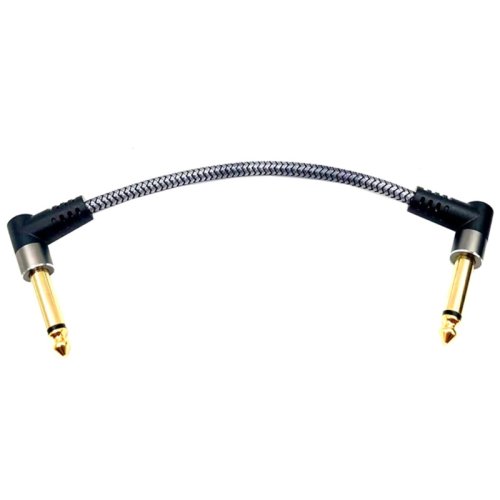 Immagine di Cavo Audio per Chitarra con Connettore a Angolo Retto in Nylon Intrecciato – Cavo per Pedali, Mixer e Amplificatore di Alta Qualità