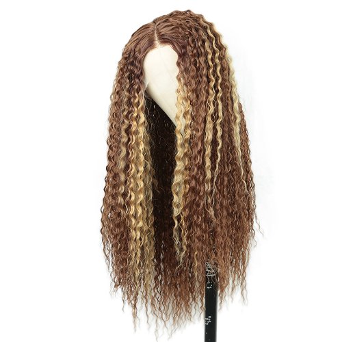 Immagine di Parrucca in Pizzo Sintetica da 13x4x1 con Fronte in Pizzo per Donne - Capelli Ricci Resistenti al Calore, Alta Qualità, Ideale per Cosplay e Occasioni Speciali