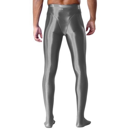 Zdjęcie Męskie legginsy slim fit z wysokim stanem – błyszczące, elastyczne spodnie sportowe do jogi, siłowni i codziennego noszenia jako dodatek do kostiumu lub bielizna