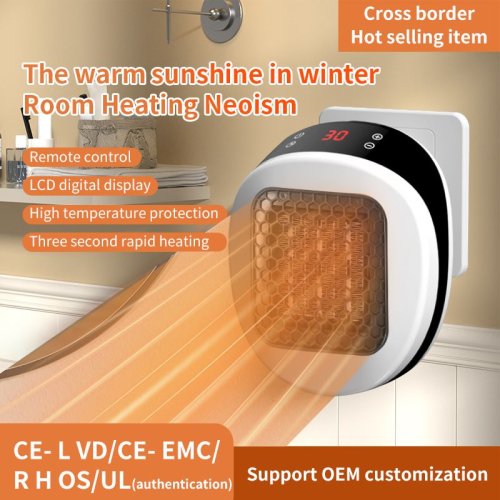 Bild von NEUE 800 W elektrische tragbare Heizung für kleine Badezimmer-Heizventilatoren, Wandmontage, PTC-Keramik-Elektroheizung mit Fernbedienung