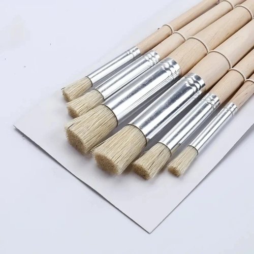 Immagine di Set di Pennelli per Stencil in Legno con Setole di Alta Qualità – 6 o 12 Pezzi, Ideali per Pittura Acquerello, Olio, Acrilico e Artigianato Fai Da Te