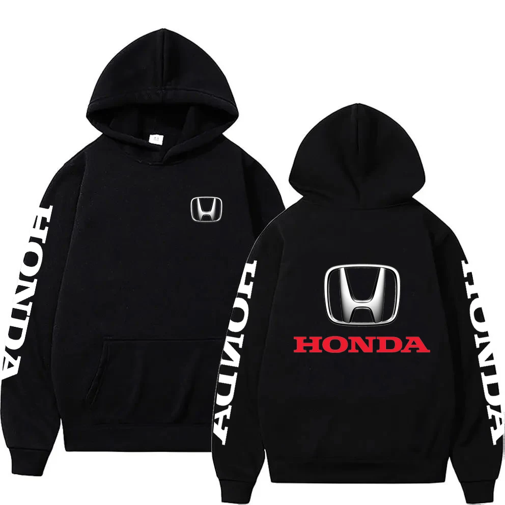 Afbeelding van Nieuwe herfst/winter Honda Racing zwarte herenhoodie, stijlvol herensweater, sportieve streetstyle damestrui