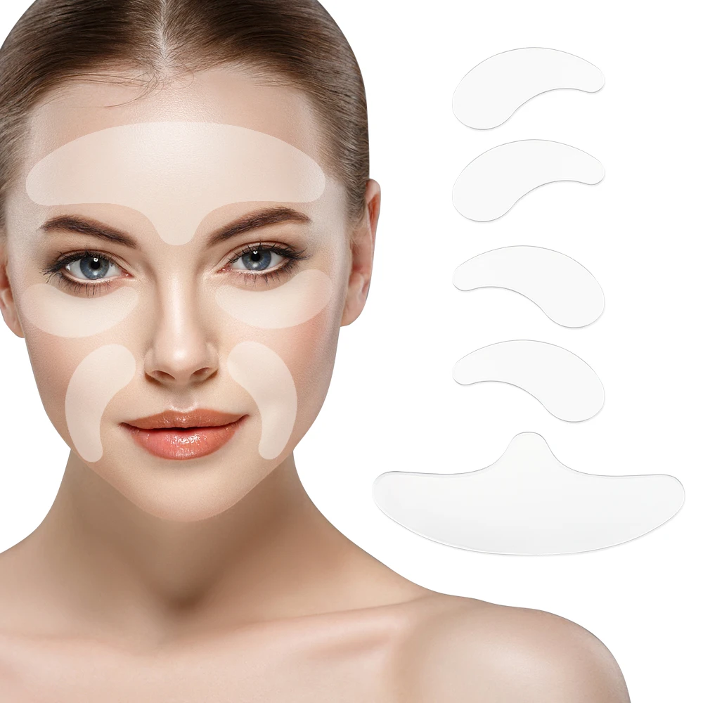 Imagen de Parches de Silicona Naturales Reutilizables para Reducir Arrugas en Cara, Frente, Cuello y Ojos – Almohadillas Antigrietas con Efecto Lifting y Cuidado Anti-Edad (5 Unidades)
