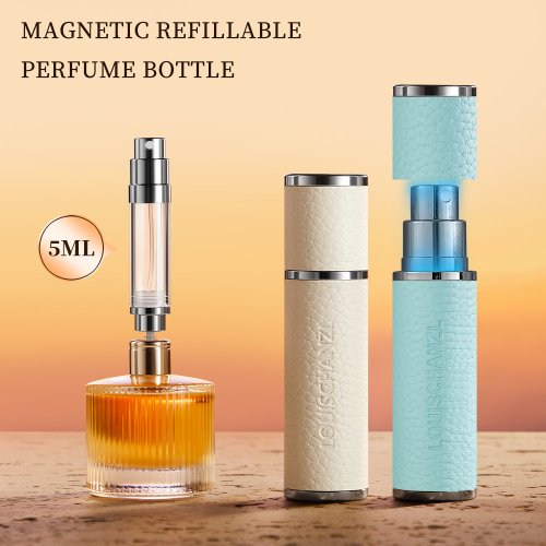 Zdjęcie Louischanzl Perfumy Atomizer Butelka Magnes Przenośny skórzany rozpylacz do pokładowania Szczelne uszczelnienie Podróżny spray perfumowy prezent 5ml