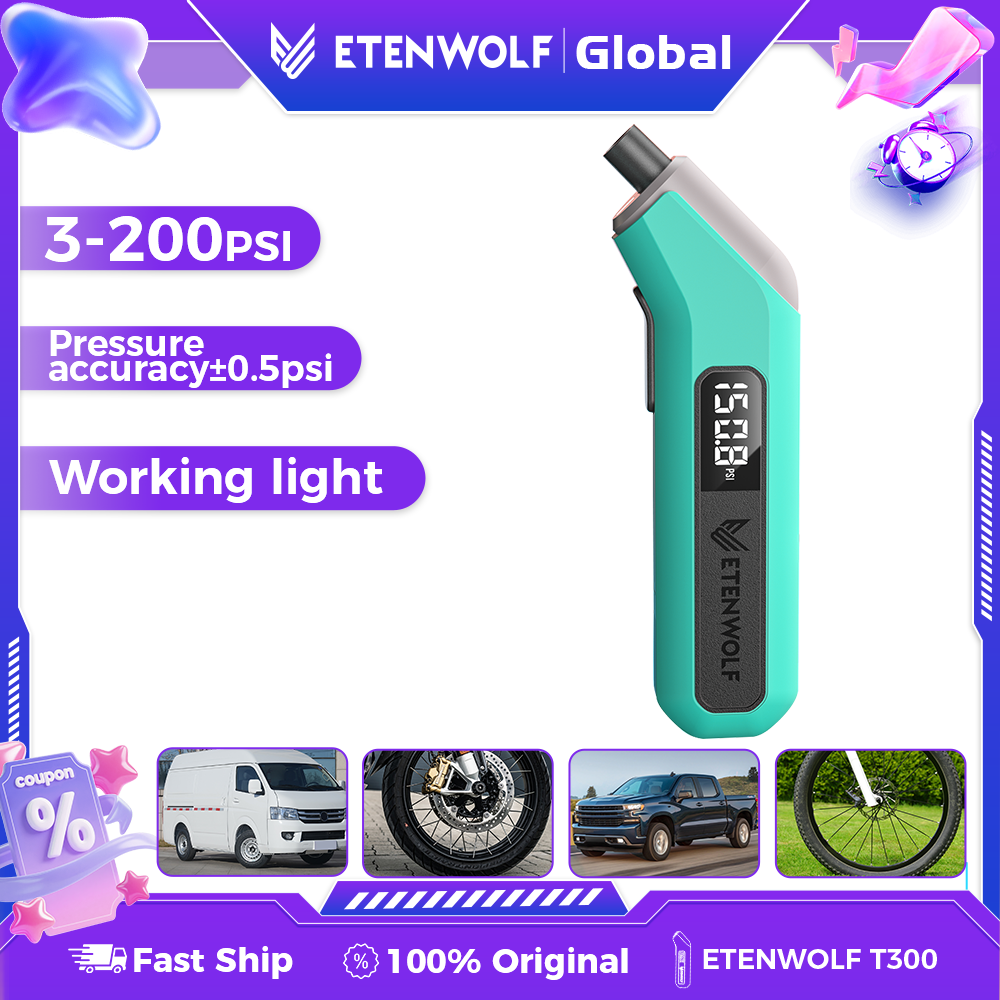 Imagen de ETENWOLF T300 Medidor de presión de neumáticos digital Calibrado de 3-200 PSI a ANSI B40.7 Grado 2A ...