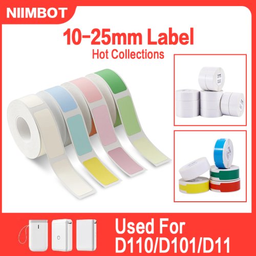 Immagine di Stampante Portatile Niimbot D11/D101/D110 con Stampa Termica, Cavo Bianco, Adesivi Rotondi Autoadesivi Impermeabili - Nuovo Modello