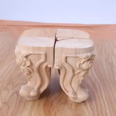 Image de Pieds de Meuble en Bois - Lot de 4 - Remplacement Facile