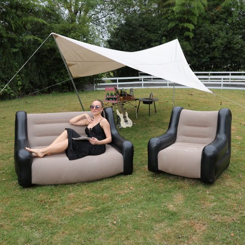 Bild von Aufblasbares Luftsofa mit Doppel-Sitzplatz – Komfortable, tragbare Couch für Camping, Innenraum und Outdoor-Verwendung