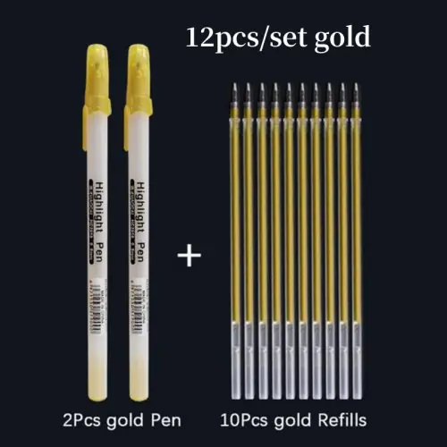 Image de Stylos Graffiti Métalliques Or, Argent & Blanc - 12 pcs