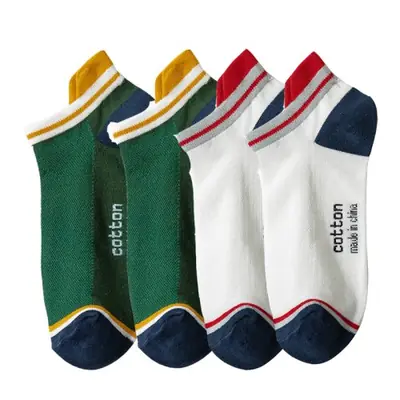 Image de Chaussettes Homme Coton Respirant - 4 Paires Rayées Anti-USURE