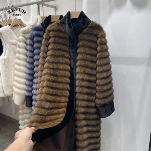 Image de Manteau Fausse Fourrure Vison Hiver Long et Moelleux