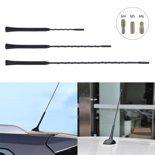 Image of Universal Amplified Car Radio Antenna with FM/AM Signal Boost – 9, 11, and 16 Inch Roof Mount Mast Whip Antenna for VW, Toyota, and Other Vehicles