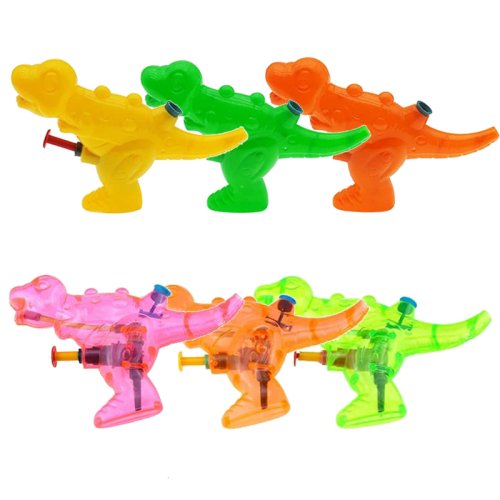 Zdjęcie Zestaw 3 Mini Pistoletów na Wodę w Kształcie Dinozaura – Przezroczyste, Jednolite Koloru, Zabawki Plażowe i Letnie dla Dzieci, Idealne na Zewnątrz