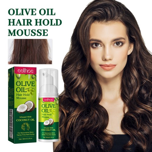 Imagen de Mousse para peinar el cabello con aceite de oliva, estilismo duradero, reduce el Frizz del cabello, previene la rotura del cabello, mantiene los rizos del cabello, mantiene la Mousse para sujetar
